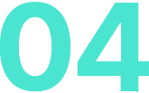 Number "04" in a modern turquoise font, symbolizing innovative legal strategies and efficient solutions at Briones PC.